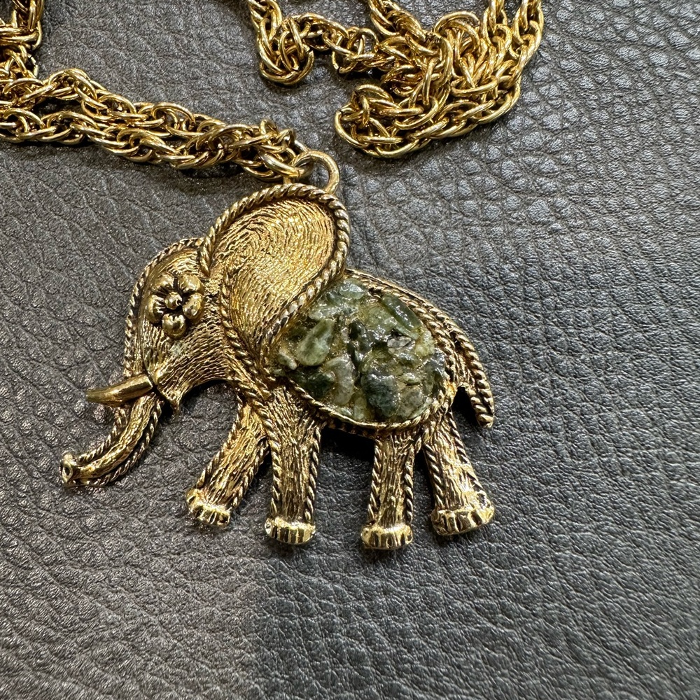 Gold Elephant Pendant Necklace